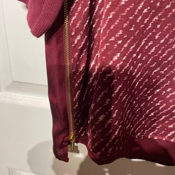 Women Michael Kors Long Burgundy Blouse -size L - Picture 2 of 11